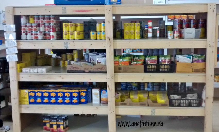foodbank shelving with food