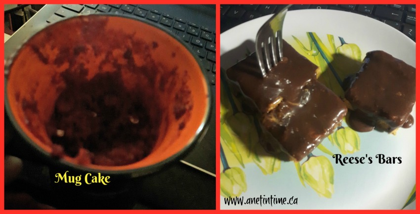 mug cake and reeses bar