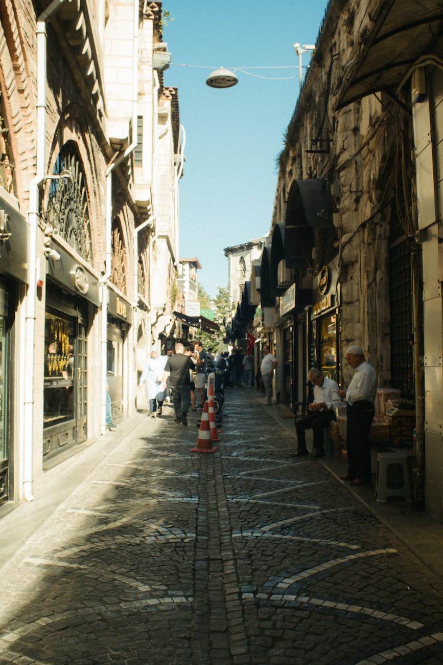 cobblestone street in old town
