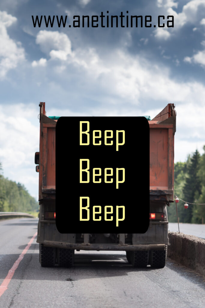 beep beep beep text with truck backing up