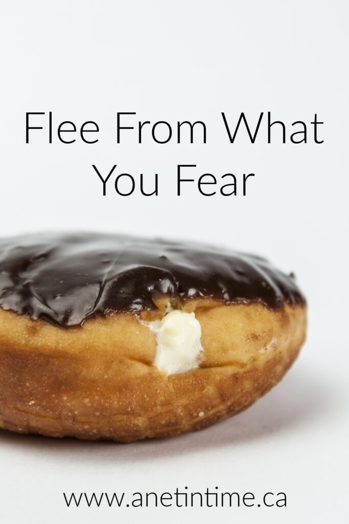 image of donut, text flee from what you fear