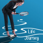 text is life journey points to www.anetintime.ca image depicts person looking at different pathways