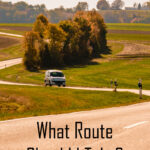 text what route should I take Image of winding road with vehicle on it
