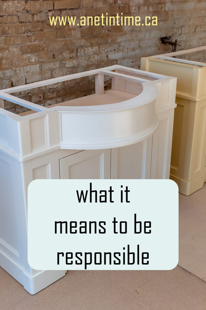 picture of vanity with text what it means to be responsible.
